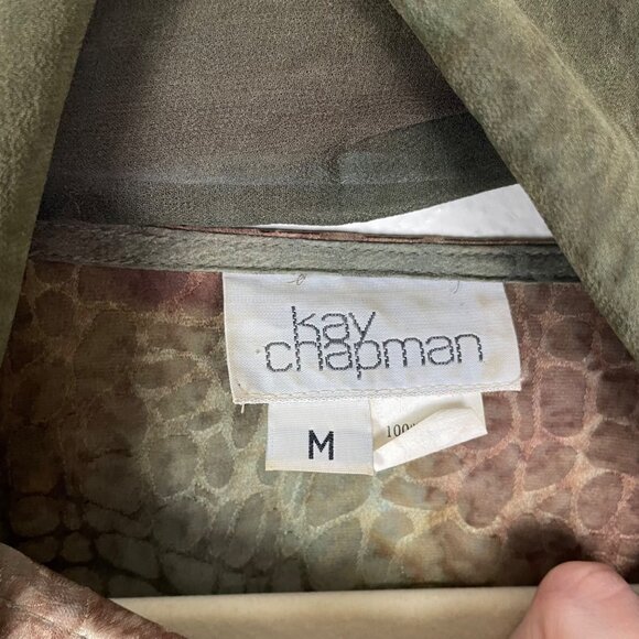 Kay Chapman M 100% Silk Multicolor Abstract Print‎ Tunic & Scarf Set Art to Wear - Picture 3 of 10